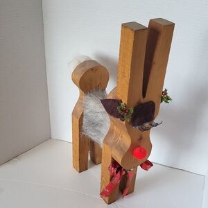 Handcrafted Solid wood Christmas Rudolph Reindeer Holiday Decor